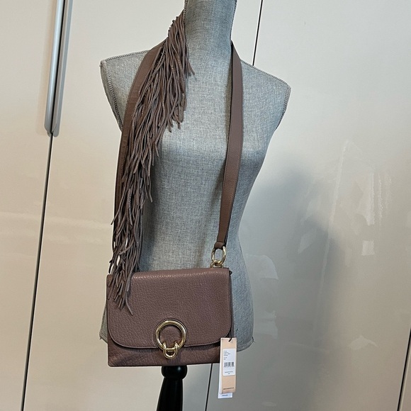 NWT REBECCA MINKOFF Mink Brown Isabel Crossbody Bag with Fringe Strap - Picture 4 of 16